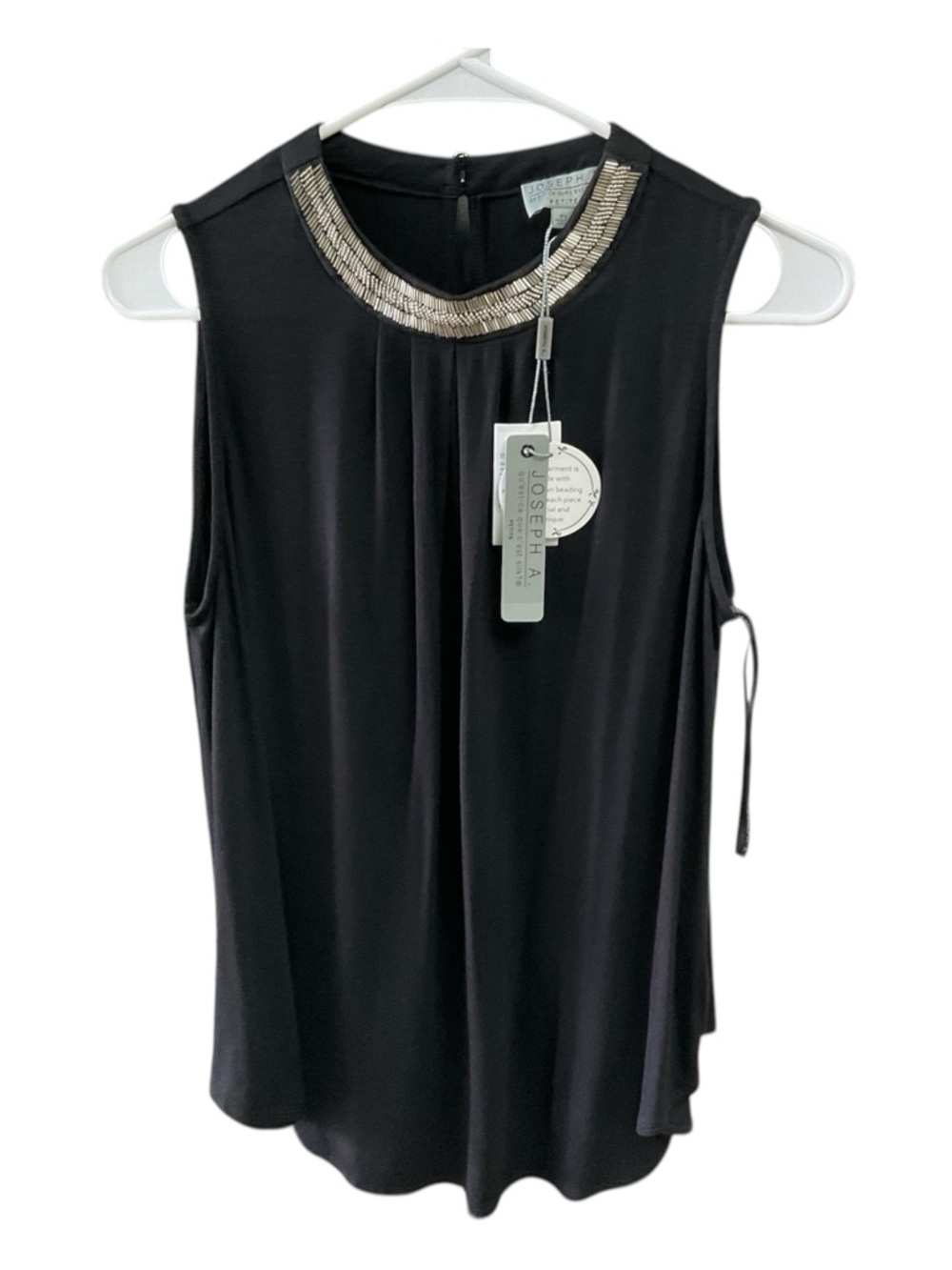 Joseph A. Black Beaded Neckline Sleeveless Blouse - NWT